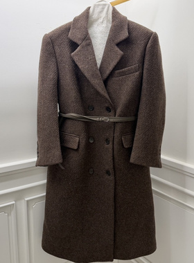 闪闪家 韩国东大门代购ETER羊毛呢复古束腰休闲大衣