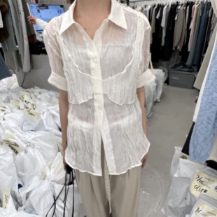 闪闪家 BREATHE褶皱衬衫 吊带叠搭套装 韩国东大门代购