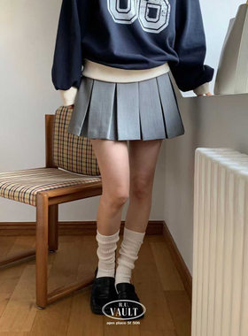 闪闪家 韩国东大门代购VAULT气质百搭学院风百褶短裙