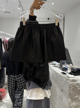 闪闪家 韩国东大门代购NEROLI 36松紧头舒适PU皮短裤