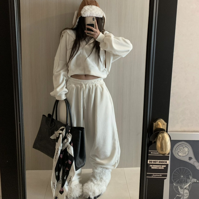 VIRKIN时髦舒适毛绒卫衣套装