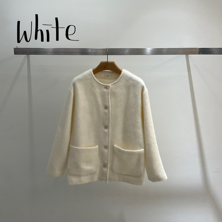 TASTE长绒毛系扣休闲无领外套
