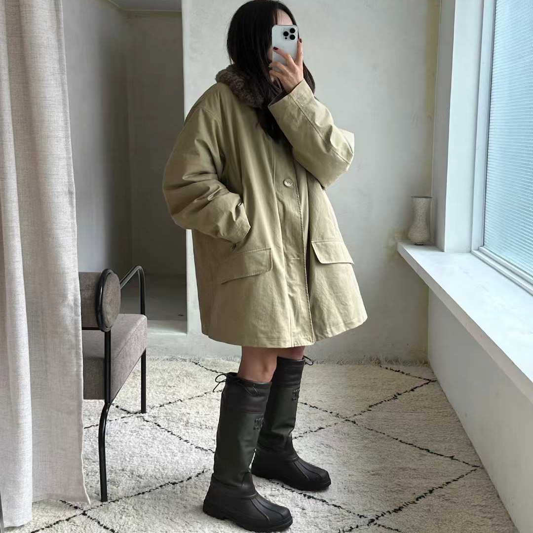 1968毛绒翻领时髦夹棉风衣