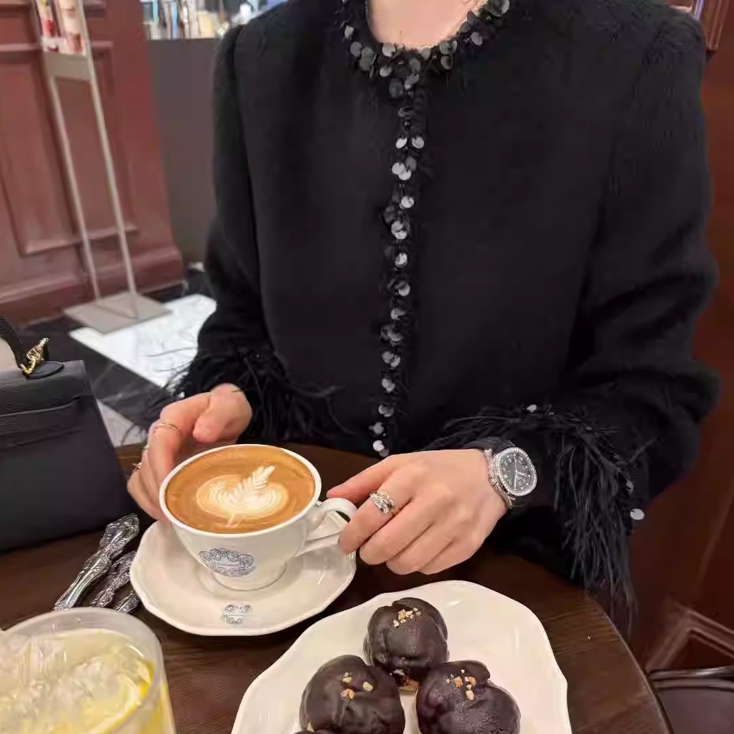 HELDER-P羊驼毛鸵鸟毛小香夹克