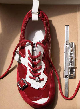 牛皮版~复古内增高休闲运动拼色德训鞋时尚百搭厚底芭蕾阿甘鞋女