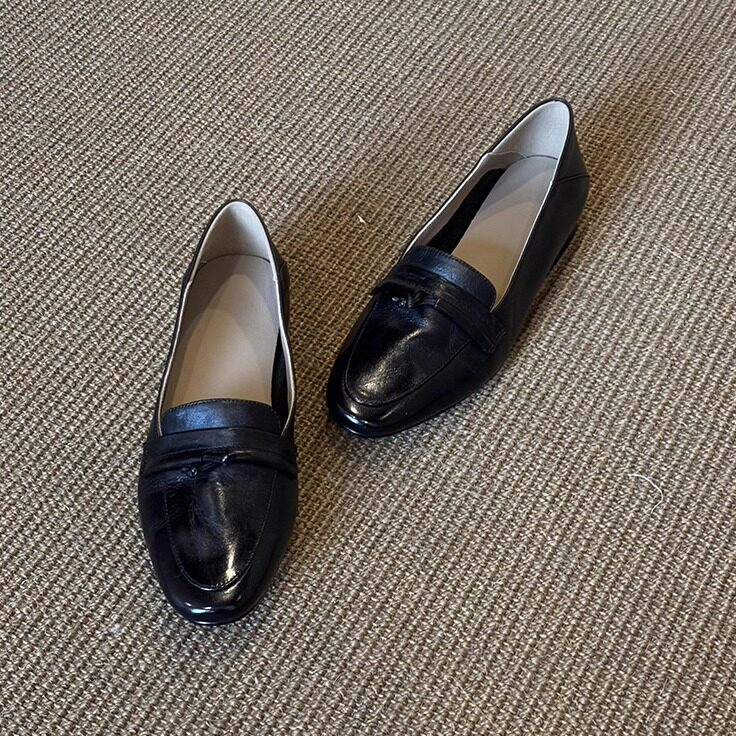 羊皮版~简约复古设计浅口粗跟软底外穿不累脚休闲百搭通勤女单鞋