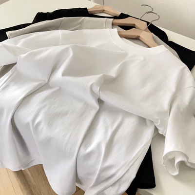男夏季新款250g重磅全棉情侣装T恤！32支双纱合股版型