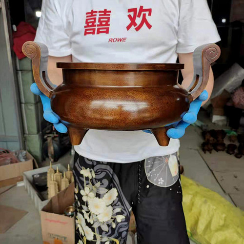 铜香炉纯铜特大号宣德炉寺庙供佛焚香炉道家铜香炉家用室内供奉炉