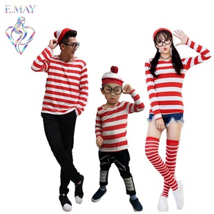 聪明的沃里 2026新品英国动漫人物cosplay服饰 万圣节条纹亲子装