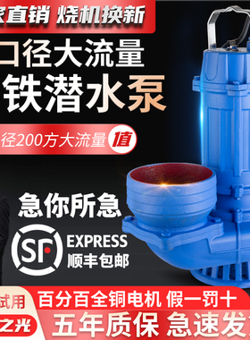 铁壳8寸6寸抽水泵大流量家用潜水泵220v5寸农用灌溉排污泥浆380v4