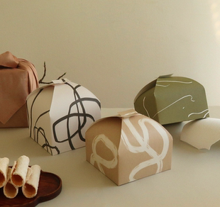 25个 盒子中秋蛋糕 文艺简约侘寂风小众和果子糕点西点烘焙包装