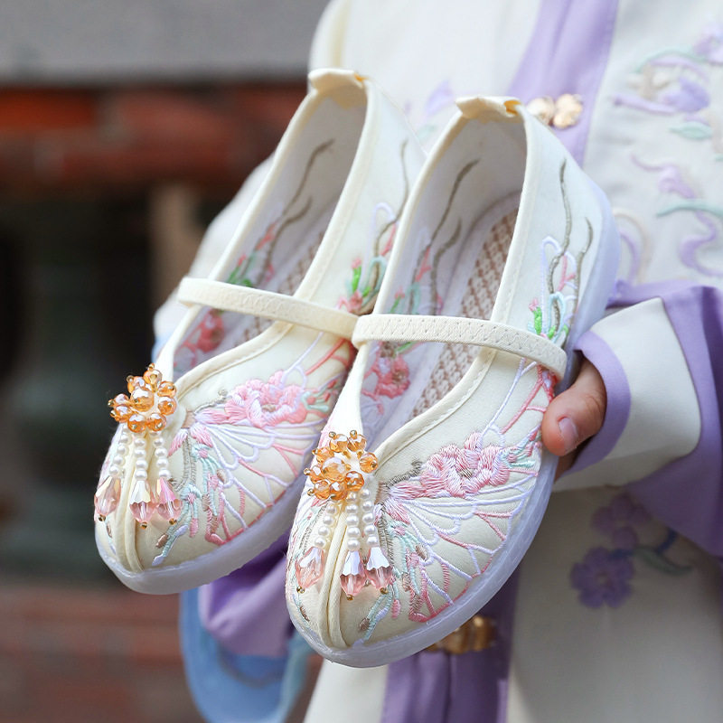 姝语单鞋女童2025春夏季新款童鞋女孩古装古风平底绣花鞋配汉服鞋