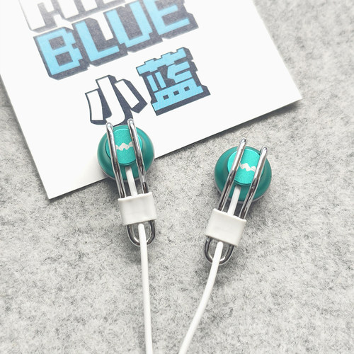 小蓝耳塞式有线耳机无麦纯净音质hifi入门平头塞半入耳人声无麦咪