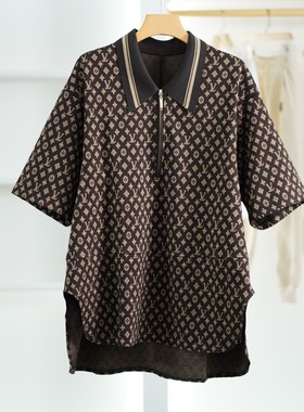 【小黑南油】Y685 女装时尚休闲POLO短袖满印连衣裙咖色66003