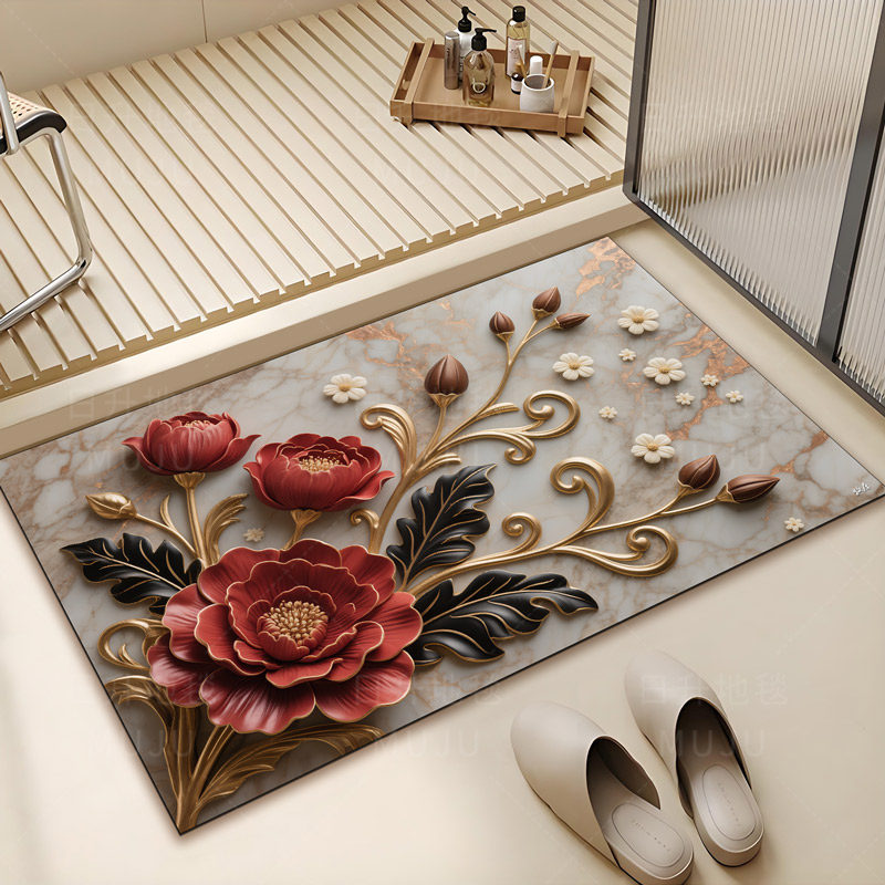 牧居朱墨50*80硅藻泥垫浴室卫生间吸水防滑地垫入户门垫可任意裁,居家布艺,家用脚垫,淘宝优惠券,粉丝福利购,淘宝优惠卷