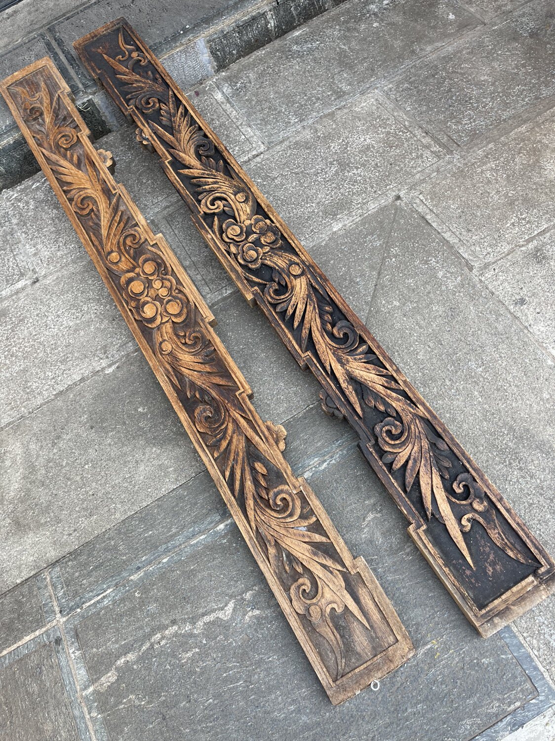清代屋檐木雕一对精品花梁手工老木雕雕工老木雕花板木刻古董民俗
