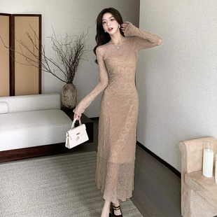 高级感轻奢女人味时髦两件套装裙春季新款镂空蕾丝网纱吊带连衣裙