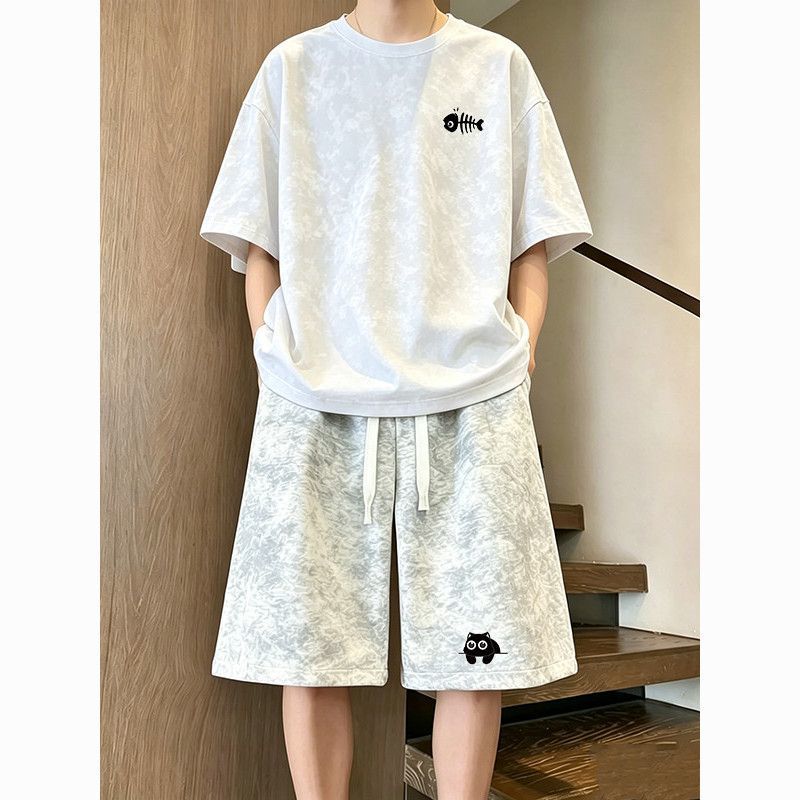 潮牌风男士扎染短袖五分