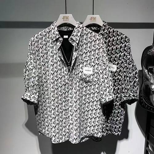 FX新款时尚男装条纹印花