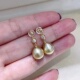 DIY珍珠耳钉配件 13mm圆珠 配8 S925纯银饰品 金色银色耳钉女空托