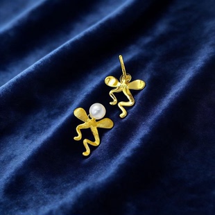 配5 金色银色耳钉女空托 7mm圆珠 S925纯银饰品 DIY珍珠耳钉配件