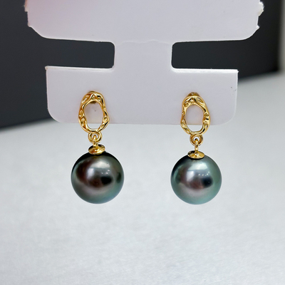 DIY珍珠耳钉配件 S925纯银饰品 金色银色耳钉女空托 配8-12mm圆珠