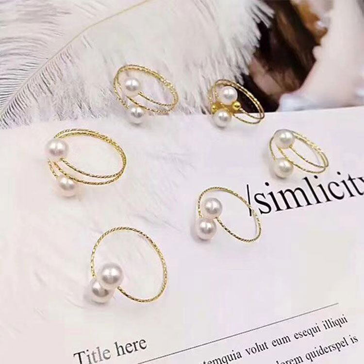 diy珍珠配件g18k金款珍珠戒指