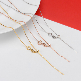 DIY珍珠配件 S925纯银 项调节项链镀白金黄金玫瑰金盒子链 环扣细