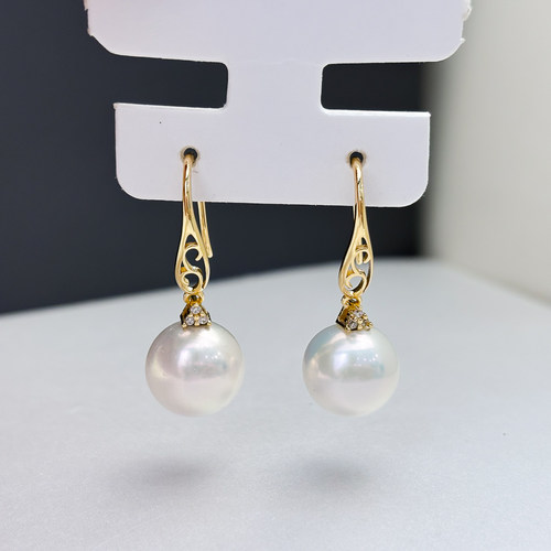 DIY珍珠耳钉配件 S925纯银饰品 金色银色耳钩女空托 配9-15mm圆珠