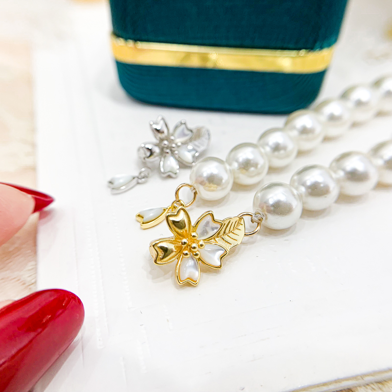 DIY珍珠配件 S925纯银镀白金单排扣 妈妈链珍珠项链手链毛衣链扣