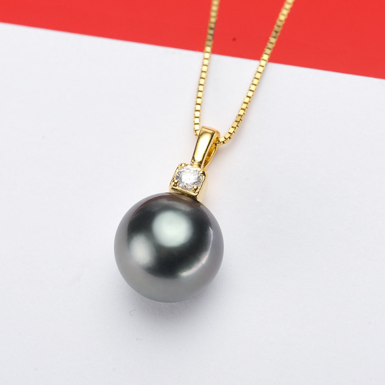 DIY珍珠配件 S925银 精致单钻款珍珠吊坠空托 搭配8-10mm圆椭珠