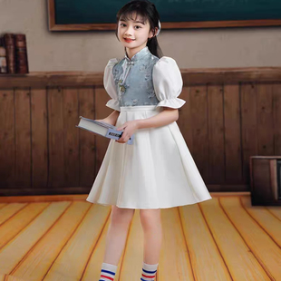 六一大合唱演出服男童中山装儿童钢琴演奏礼服装女童公主裙中国风