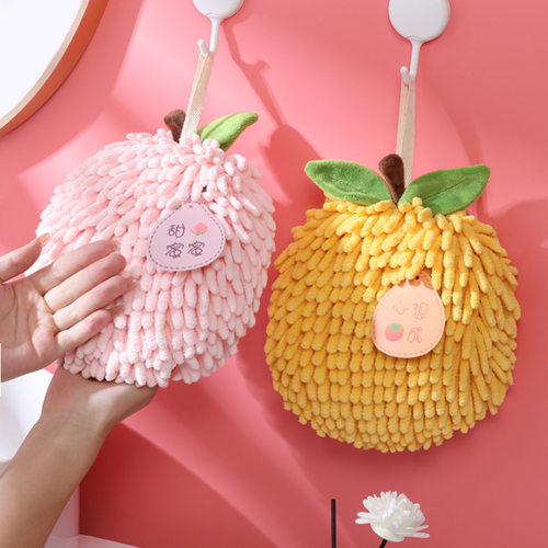 雪尼尔擦手球挂式喜庆水果擦手毛巾厨房卫生间速干吸水柔软不掉毛