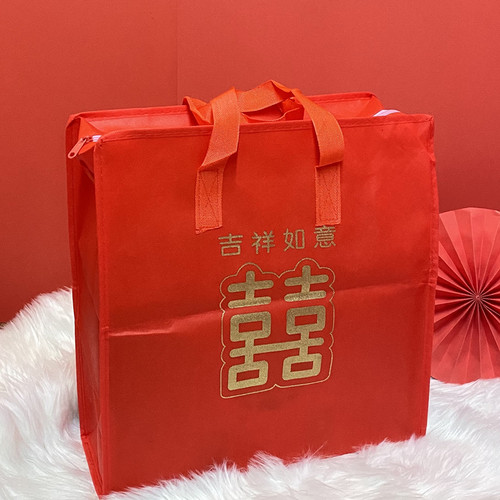 加厚无纺布礼品袋红色环保杯子