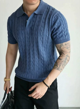 意式老钱风丝滑短袖Polo衫男