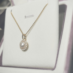 连保家天然淡水珍珠S925纯银项链吊坠轻奢气质高级感设计感礼物