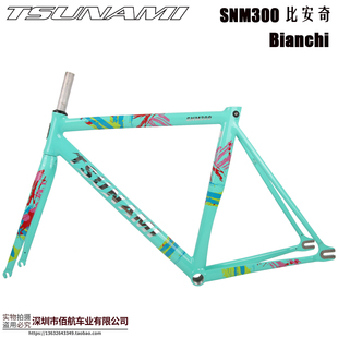 TSUNAMI海啸SNM300比安奇超轻死飞单速铝合金竞速场地自行车车架