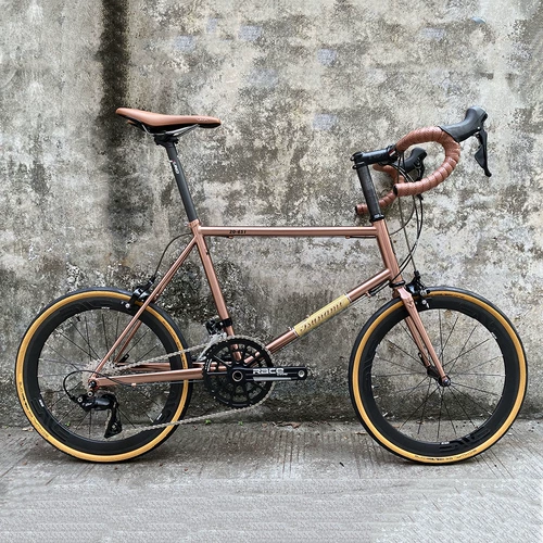 TSUNAMI Сверхлегкая золотая стальная рама, шоссейный велосипед с маленькими колесами, розовое золото