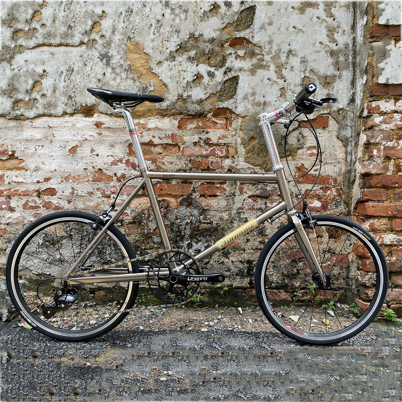 tsunami海啸diy组装超轻钢架451小轮公路车22寸轻便车 通勤自行车