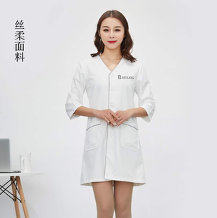 半永久韩版白大褂中袖皮肤管理医生服美容院定装师纹绣药店工作服
