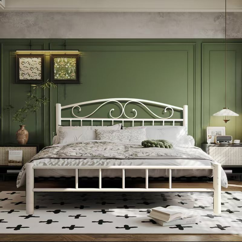 奶油风复古铁架床加粗加厚铁艺床