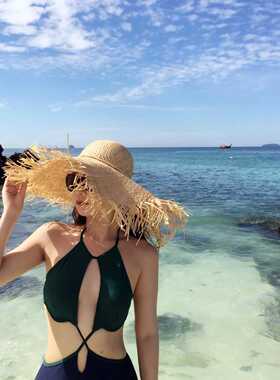 ins新款春夏大沿拉菲草帽夏季潮搭海边度假沙滩遮阳防晒太阳帽潮
