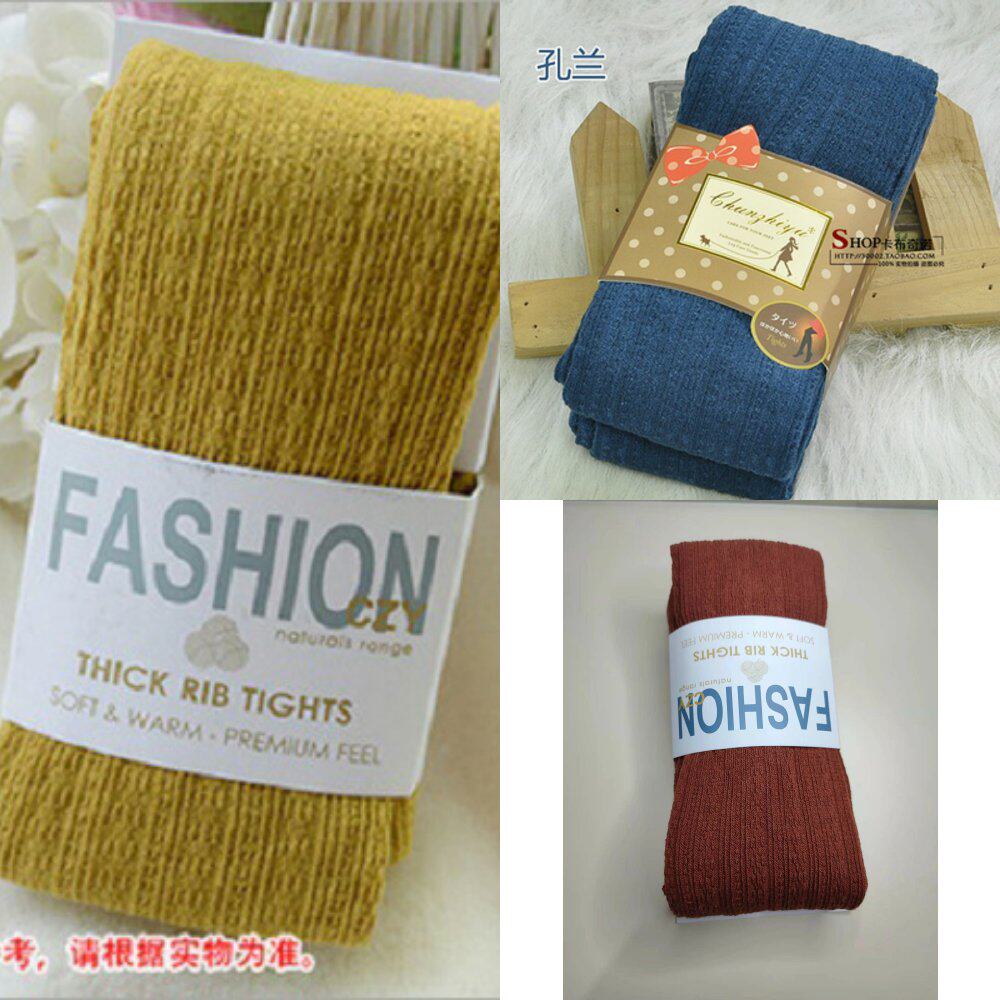 袋装日韩加厚连裤袜子踩脚打底袜裤精梳棉针织袜麻花条纹包邮