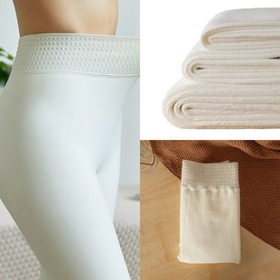 袜子 女外穿加绒加厚保暖压力纯奶白色连裤 袋装 白色一体打底裤