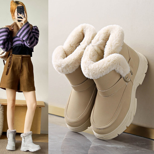 厚底东北大棉鞋冬季加绒加厚保暖2025新款雪地靴女