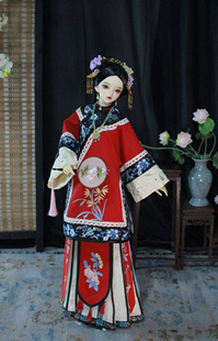 Bjd三分女60cm娃用古风绣花刺绣非印花清朝服饰清汉女娃衣材料包