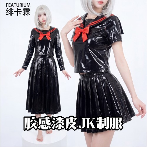 绯卡霖 Re惑星莉莉丝漆皮JK制服胶感镜面水手服不良感FEATURIUM