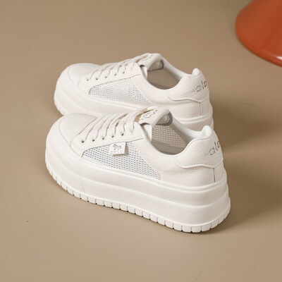 网面透气小白鞋女厚底松糕鞋马年2026春夏季新款韩版百搭休闲板鞋