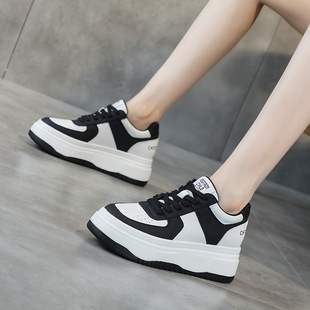 内增高小白鞋女显高显瘦真皮秋天搭配裙子的鞋子百搭休闲运动鞋潮
