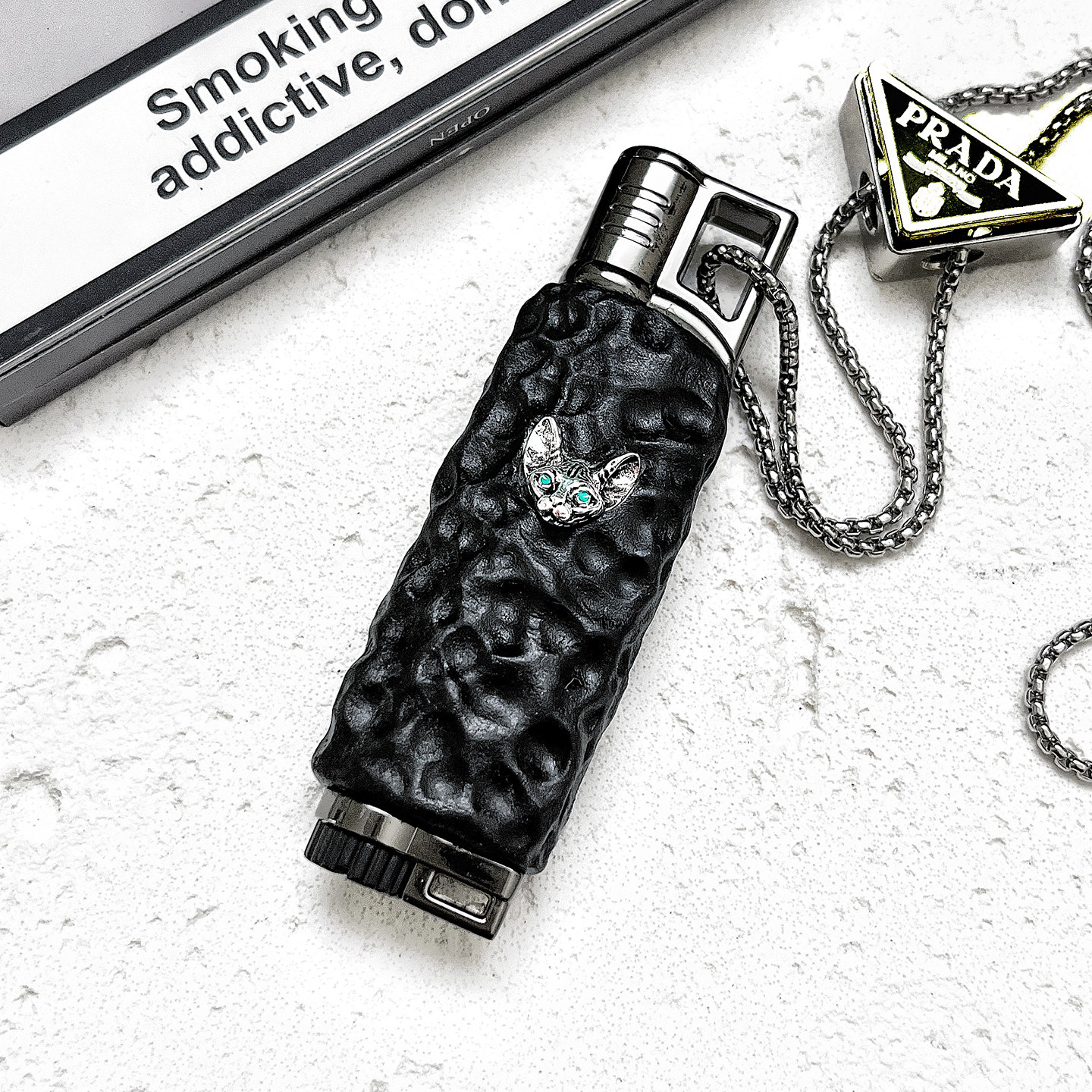 原创手作猫头打火机女生高颜值防风精致性感小巧创意轻奢高级礼物